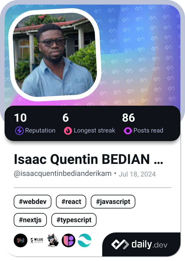 Isaac Quentin BEDIAN DE RIKAM's Dev Card