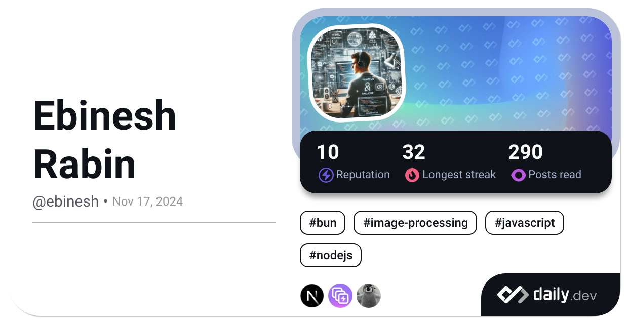 Ebinesh Rabin's Dev Card