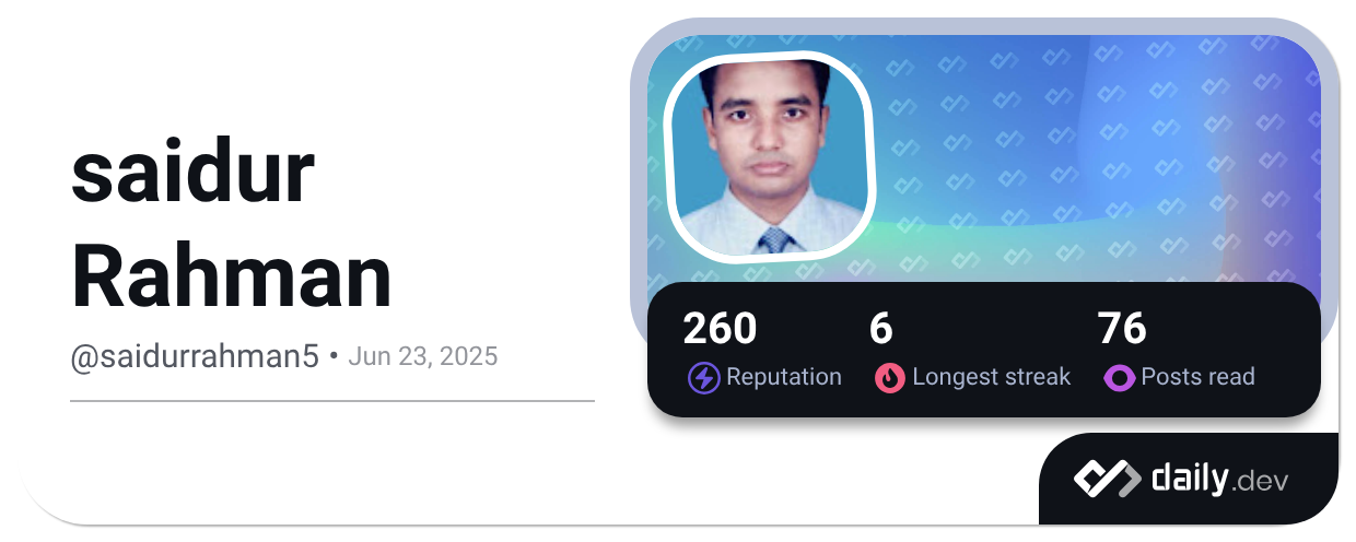 Saidur R saidur Rahman (@saidurrahman5) | daily.dev