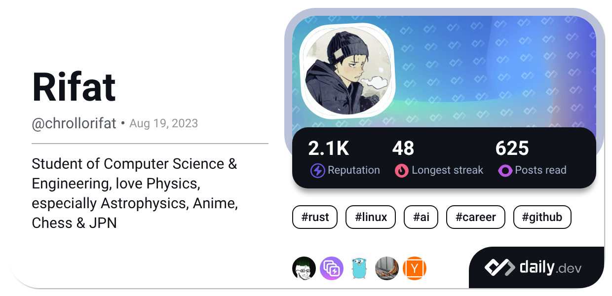 Api Rifat Recent posts by Rifat (@chrollorifat) | daily.dev