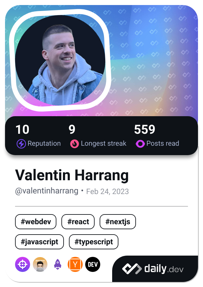 Valentin Harrang's Dev Card