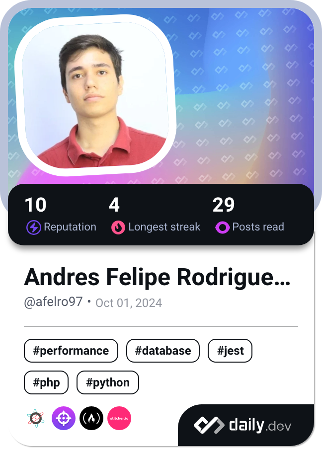 Andres Felipe Rodriguez Reyes's Dev Card