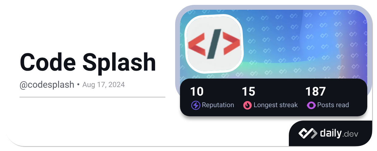 Splash Lean Code Code Splash (@codesplash) | daily.dev
