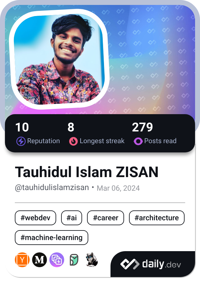 Tauhidul Islam Zisan's Dev Card