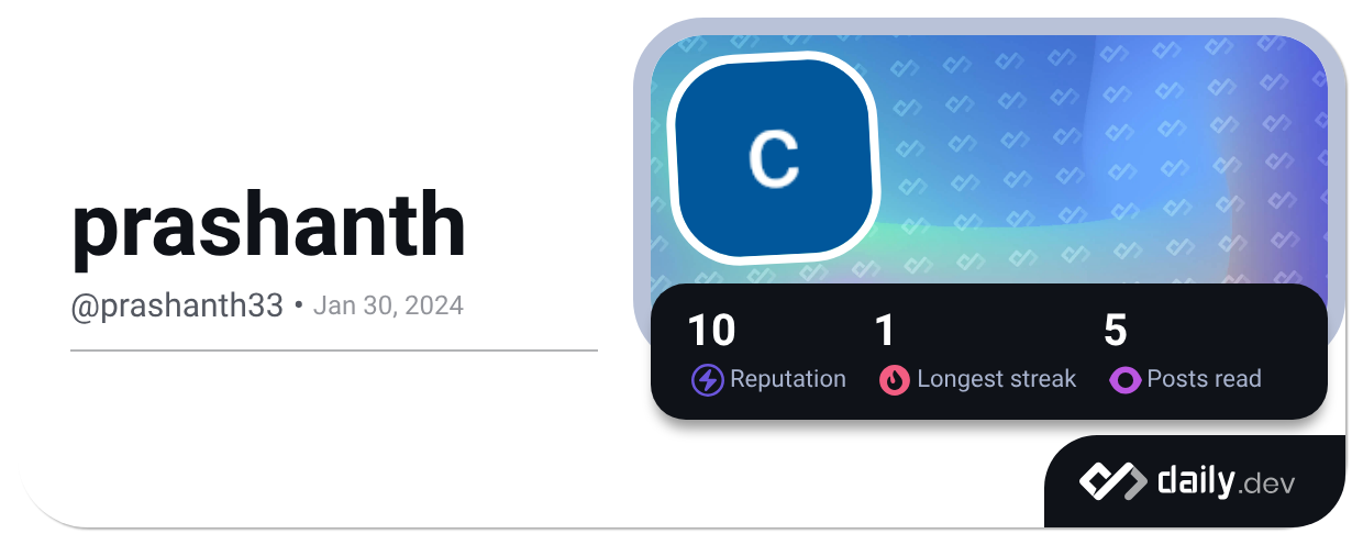prashanth (@prashanth33) | daily.dev