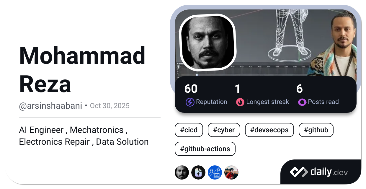 Arsin Shaabani's dev card on daily.dev