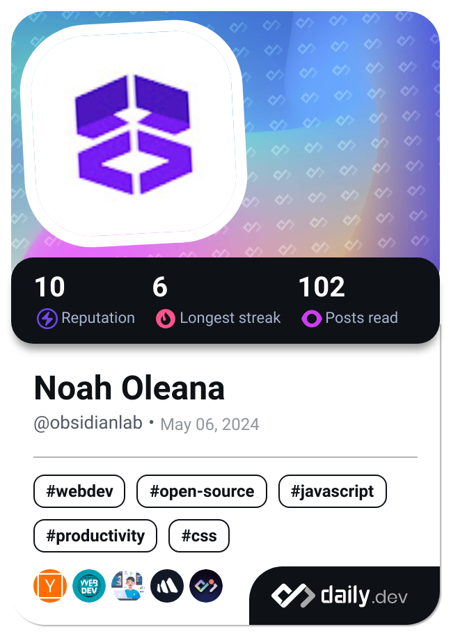 Noah Oleana's Dev Card