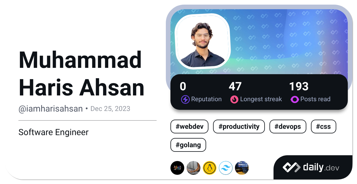 Muhammad Haris Ahsan's Dev Card