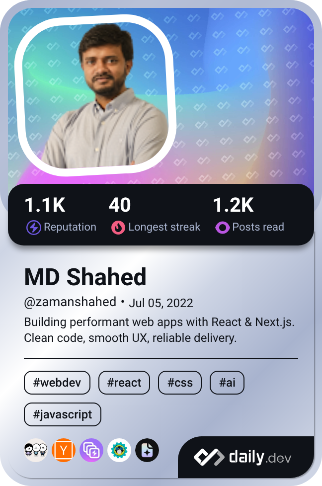 MD Shahed's Dev Card