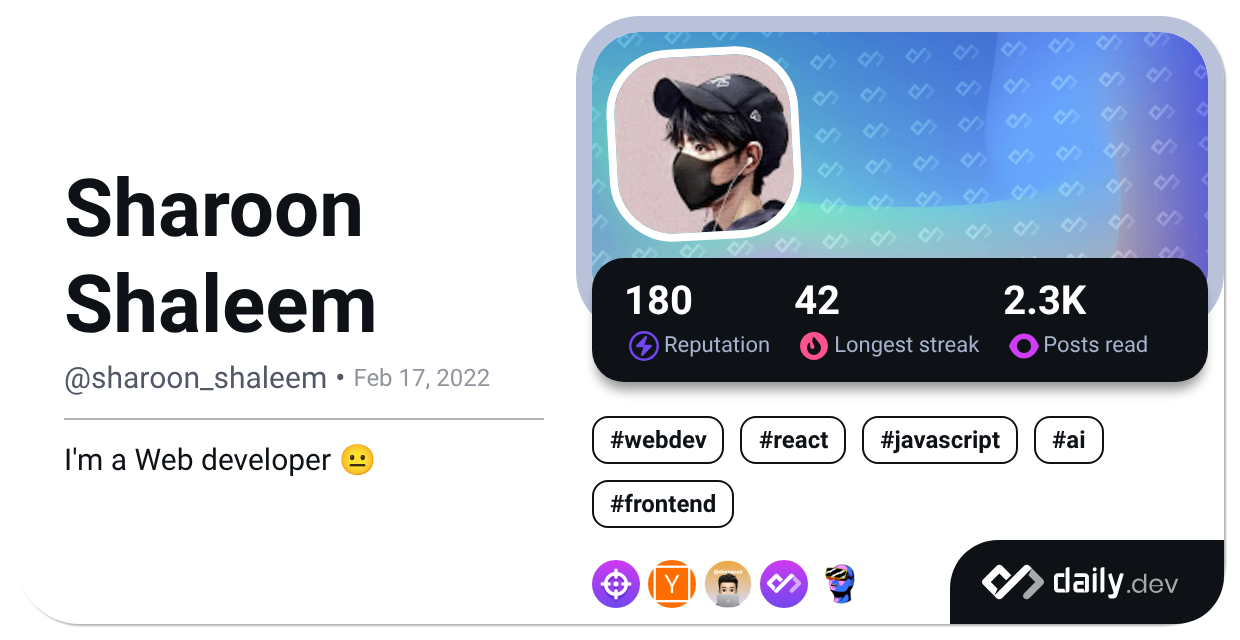 Sharoon Shaleem (@sharoon_shaleem) | daily.dev