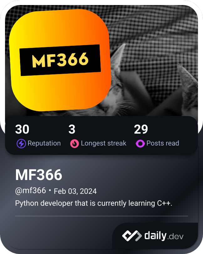 MF366's Dev Card