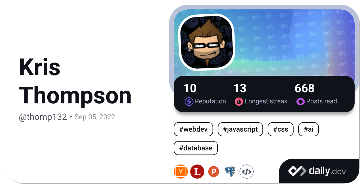 Kris Thompson (@thomp132) | daily.dev
