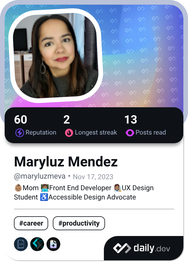 Maryluz Mendez's Dev Card
