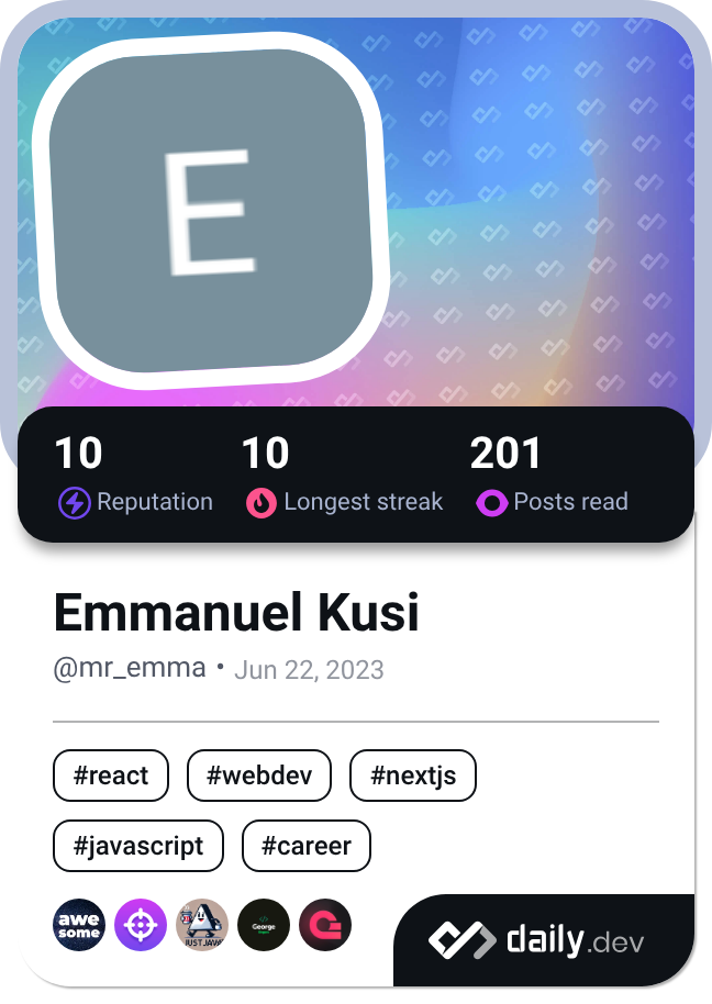 Emmanuel Kusi's Dev Card