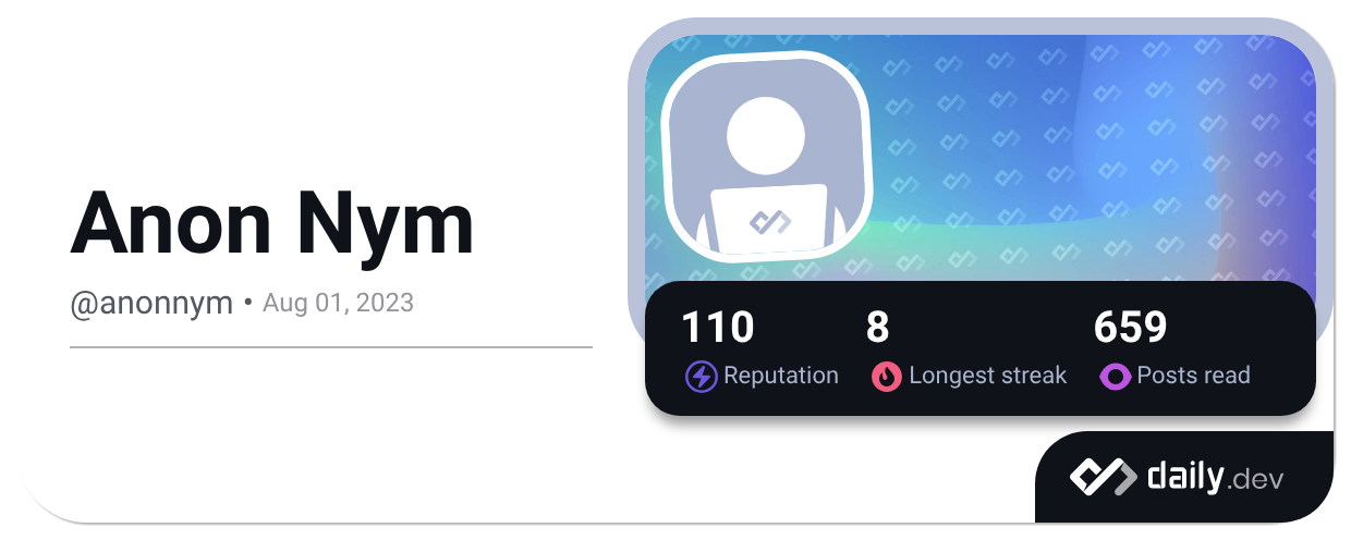 Anon Nym (@anonnym) | daily.dev