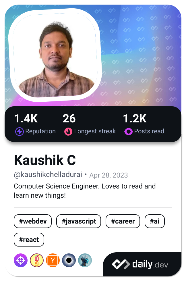 Kaushik C's Dev Card