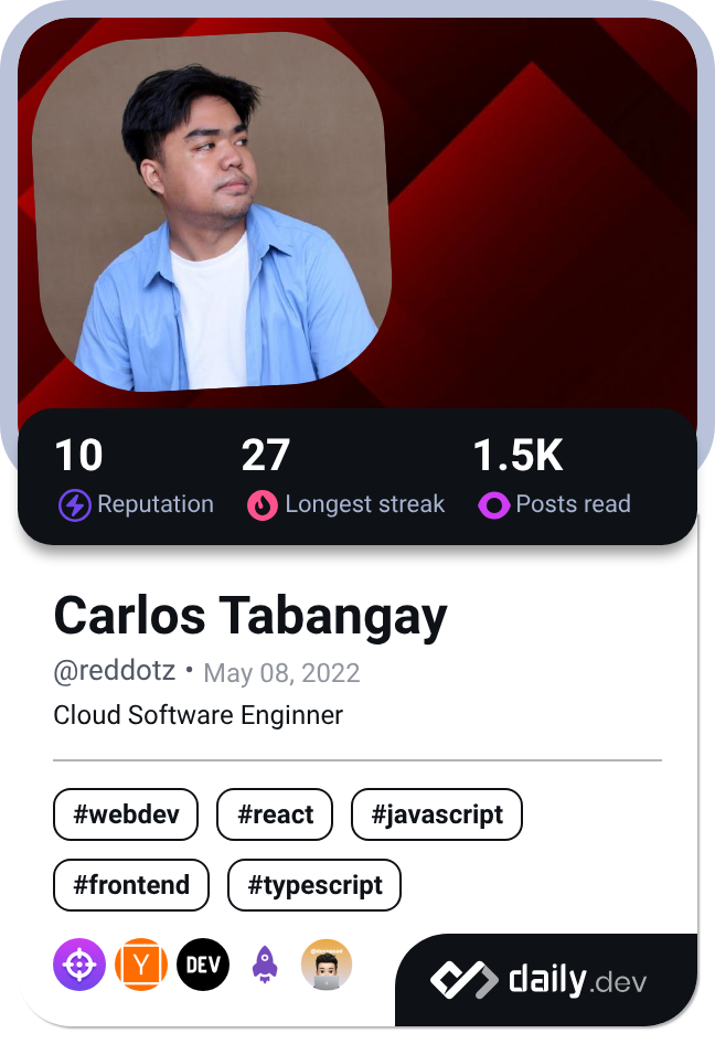 Carlos Tabangay's Dev Card