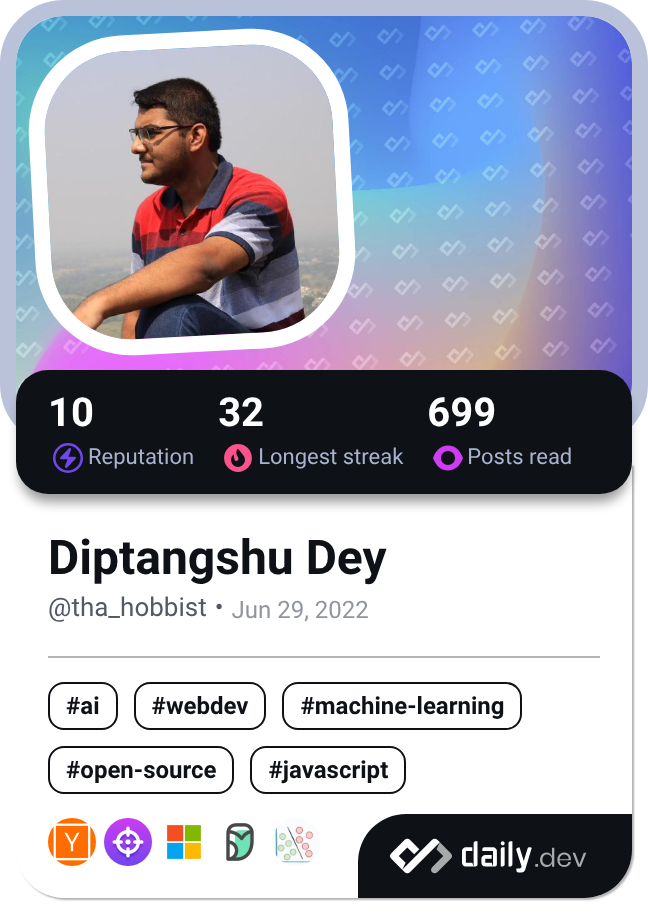 Diptangshu Dey's Dev Card