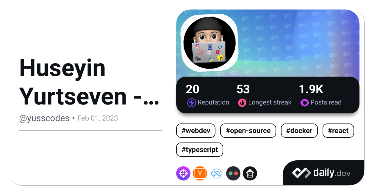 Huseyin Yurtseven - yusscodes's Dev Card