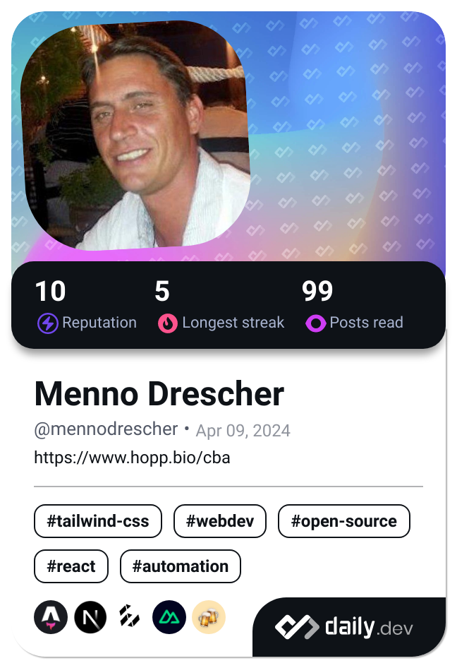 Menno Drescher's Dev Card