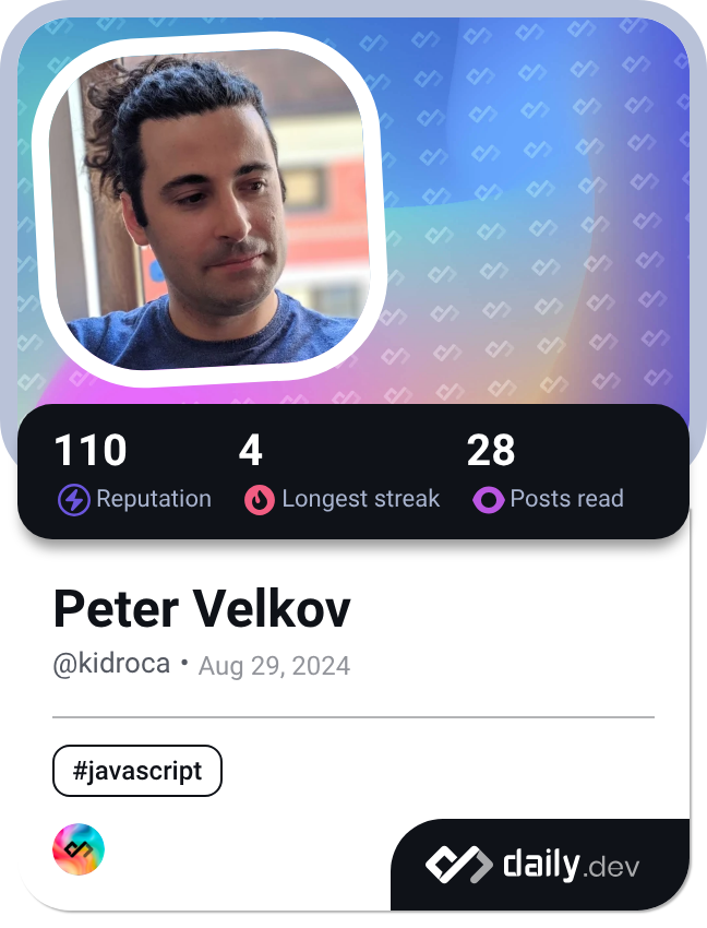Peter Velkov's Dev Card