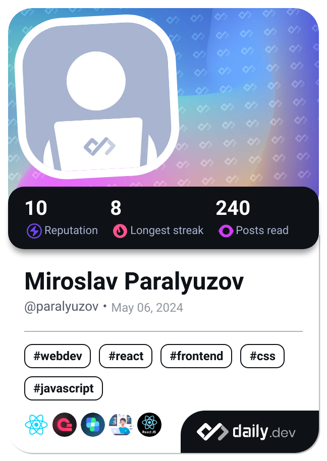 Miroslav Paralyuzov's Dev Card