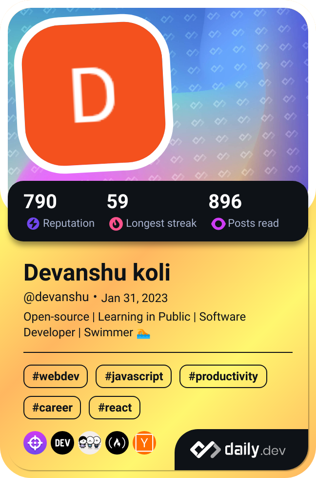 Devanshu koli's Dev Card