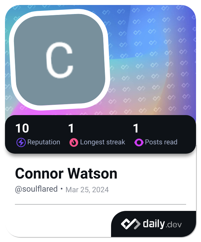 Connor Watson's Dev Card