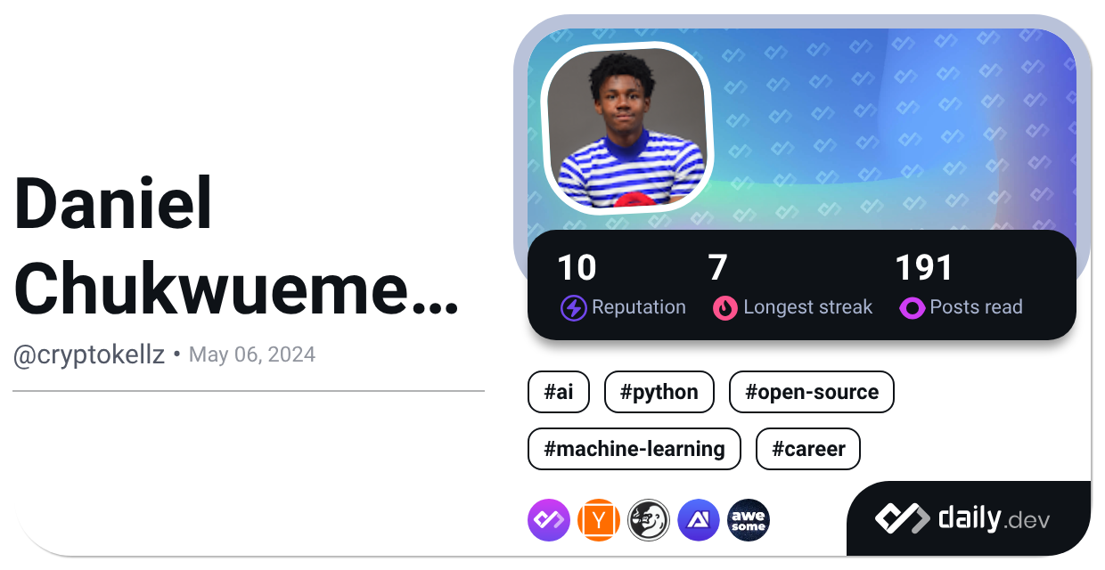 Daniel Chukwuemeka Obiorah's Dev Card