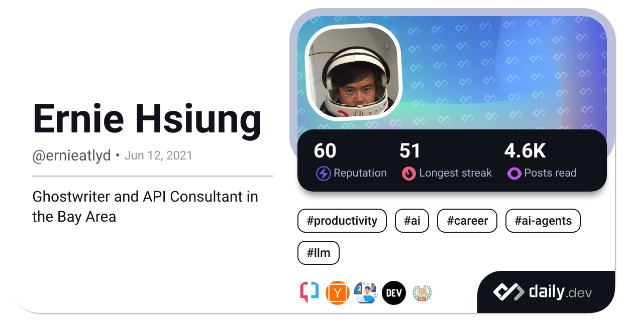 Ernie Hsiung (@ernieatlyd) | daily.dev