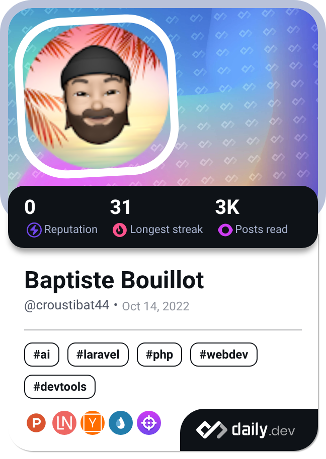Baptiste Bouillot's Dev Card