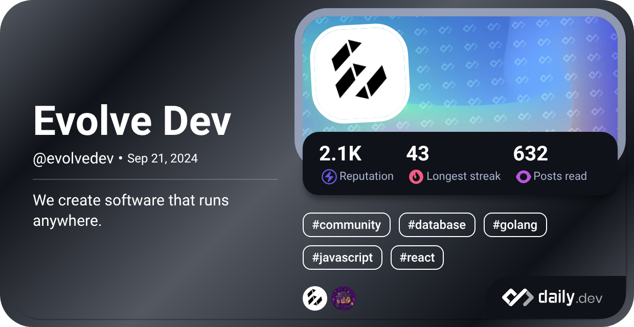 Achievements by Evolve Dev (@evolvedev) | daily.dev