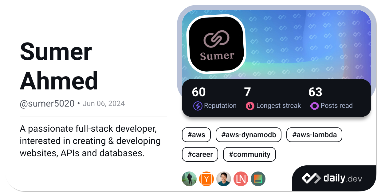 Sumer Api Sumer Ahmed (@sumer5020) | daily.dev