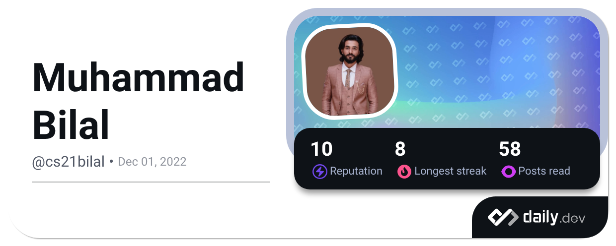 Muhammad Bilal's Dev Card