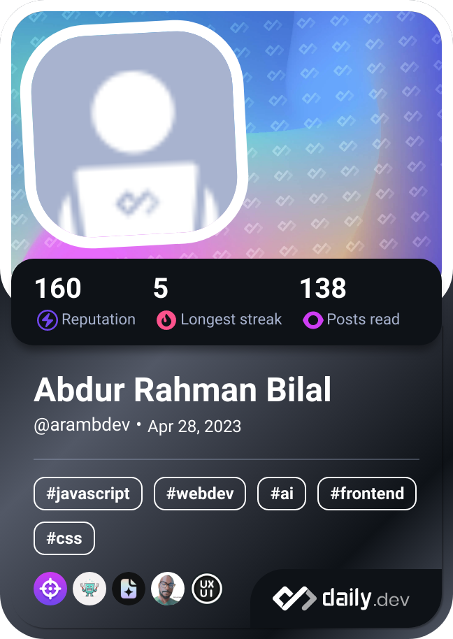 Abdur Rahman Bilal's Dev Card