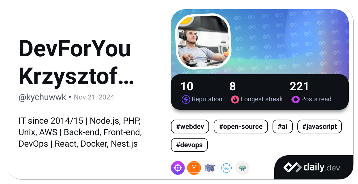 DevForYou Krzysztof Włodarski's Dev Card