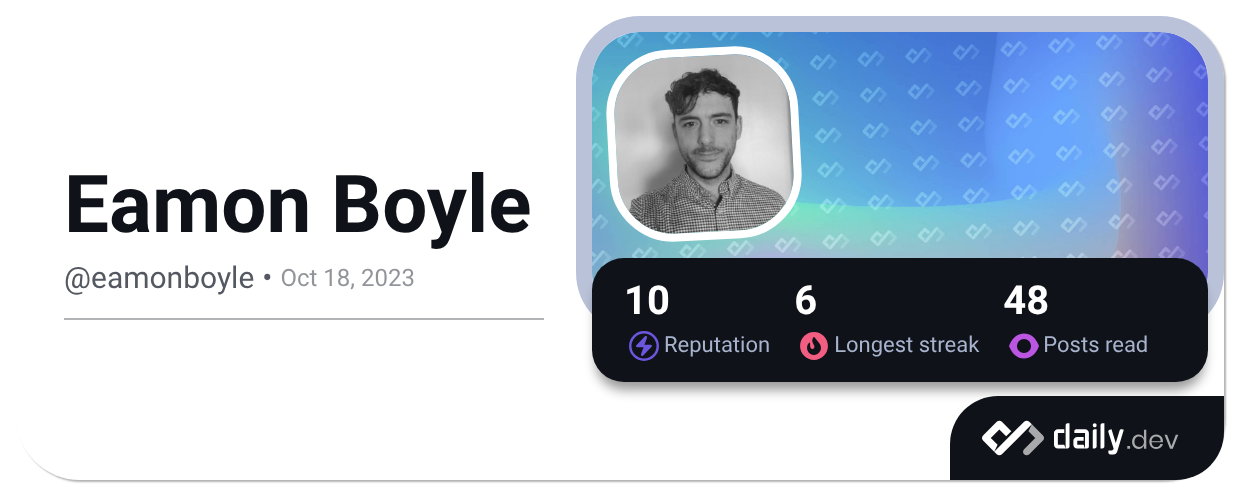 Eamon Dev Eamon Boyle (@eamonboyle) | daily.dev