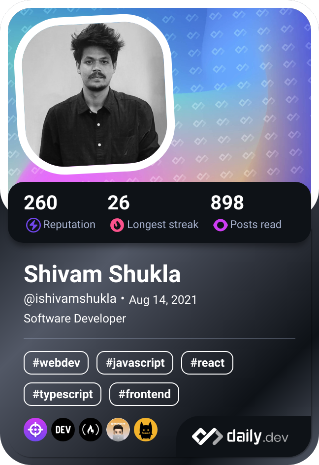 Shivam Shukla's Dev Card