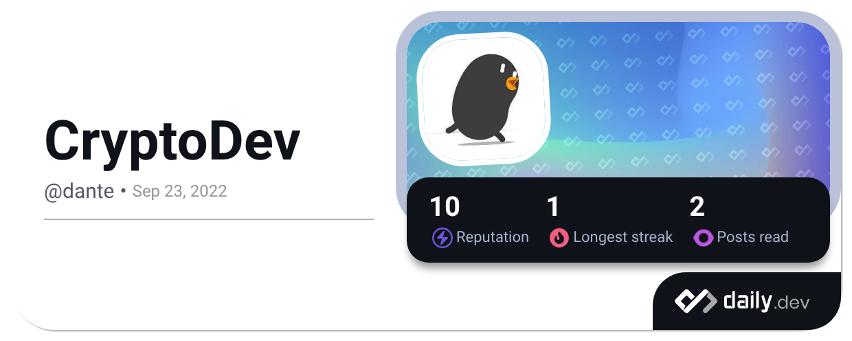 Recent posts by CryptoDev (@dante) | daily.dev