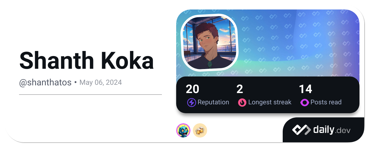Shanth Koka (@shanthatos) | daily.dev