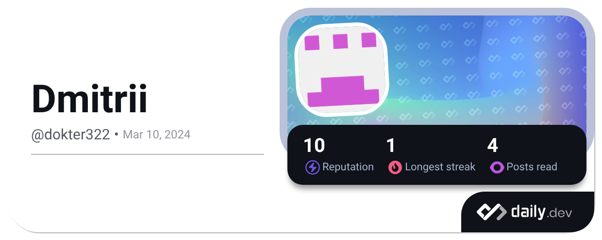 Dmitrii (@dokter322) | daily.dev