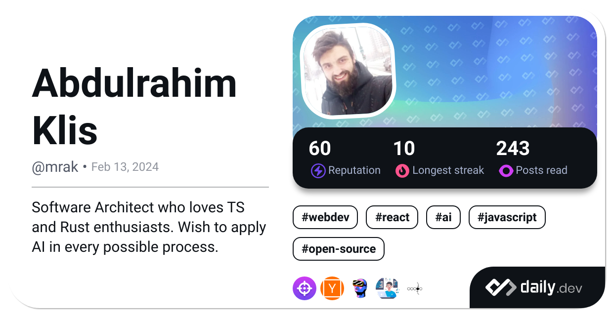 Abdulrahim Klis's Dev Card