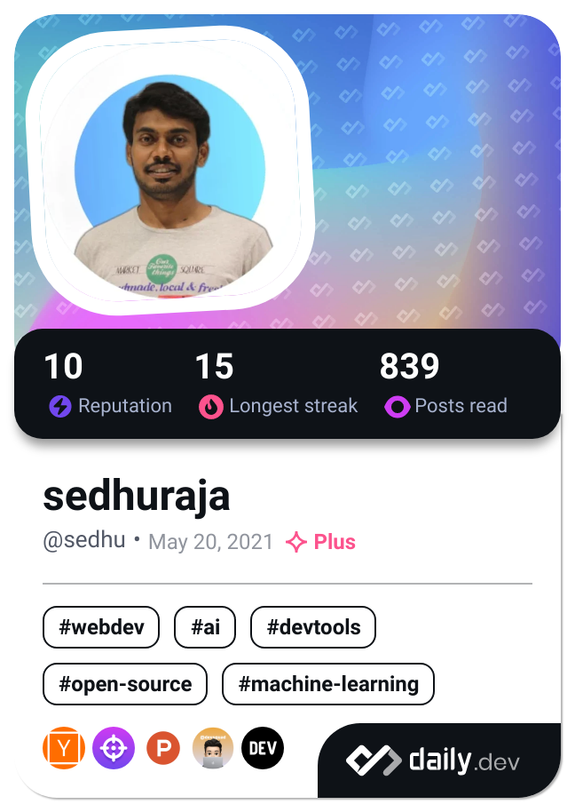 sedhuraja's Dev Card