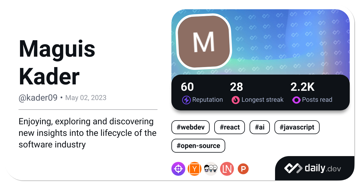 Maguis Kader's Dev Card