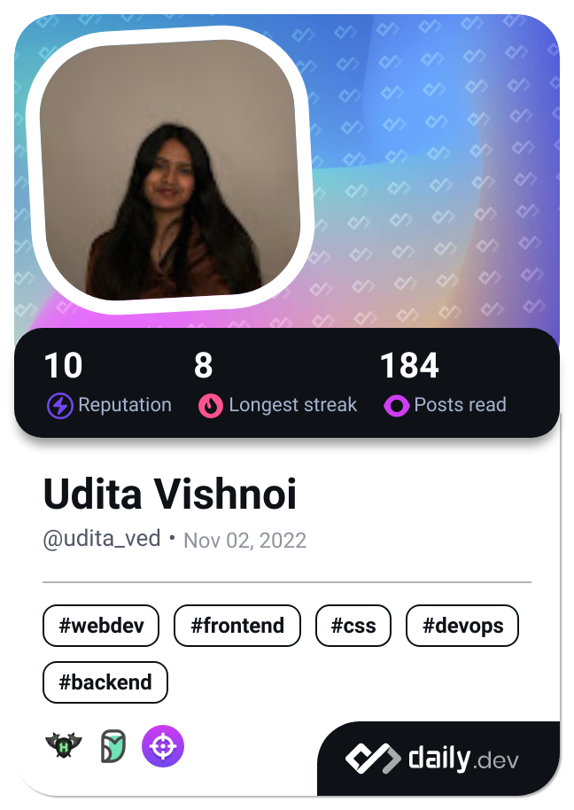 Udita Vishnoi's Dev Card