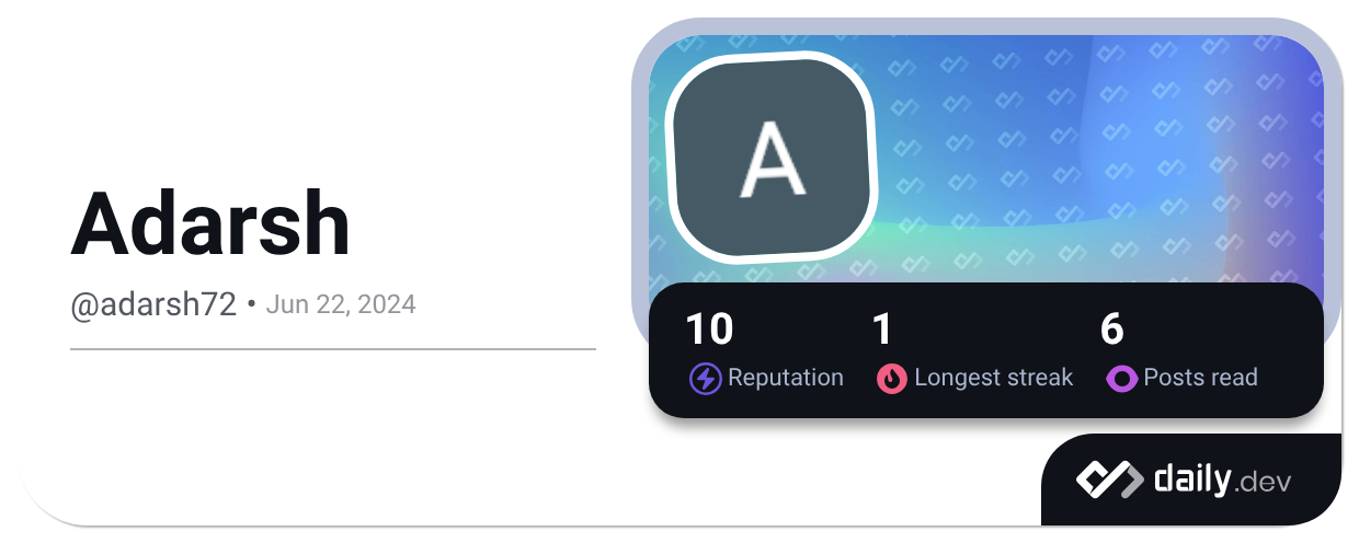 Adarsh (@adarsh72) | daily.dev