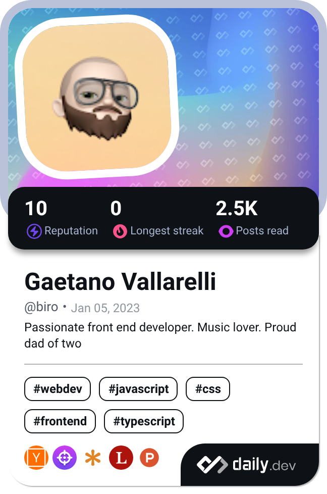 Gaetano Vallarelli's Dev Card