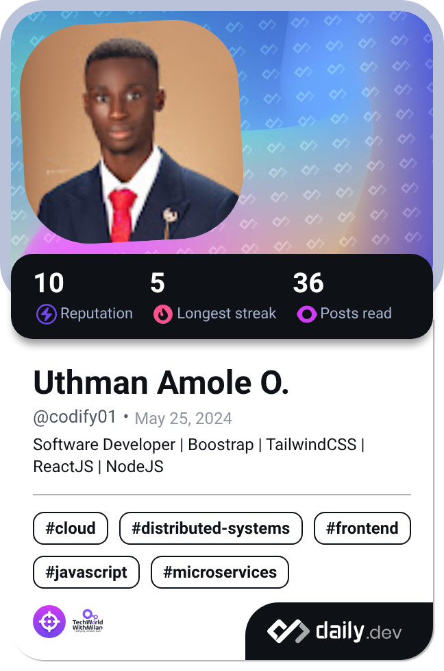 codify01's Dev Card