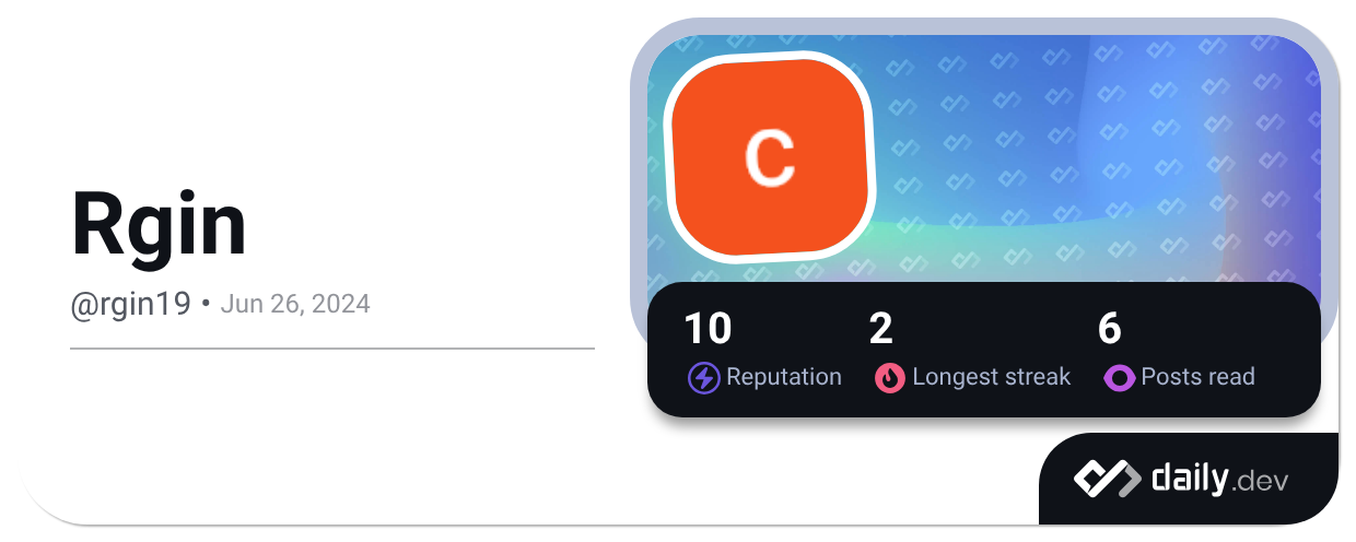Rgin (@rgin19) | daily.dev