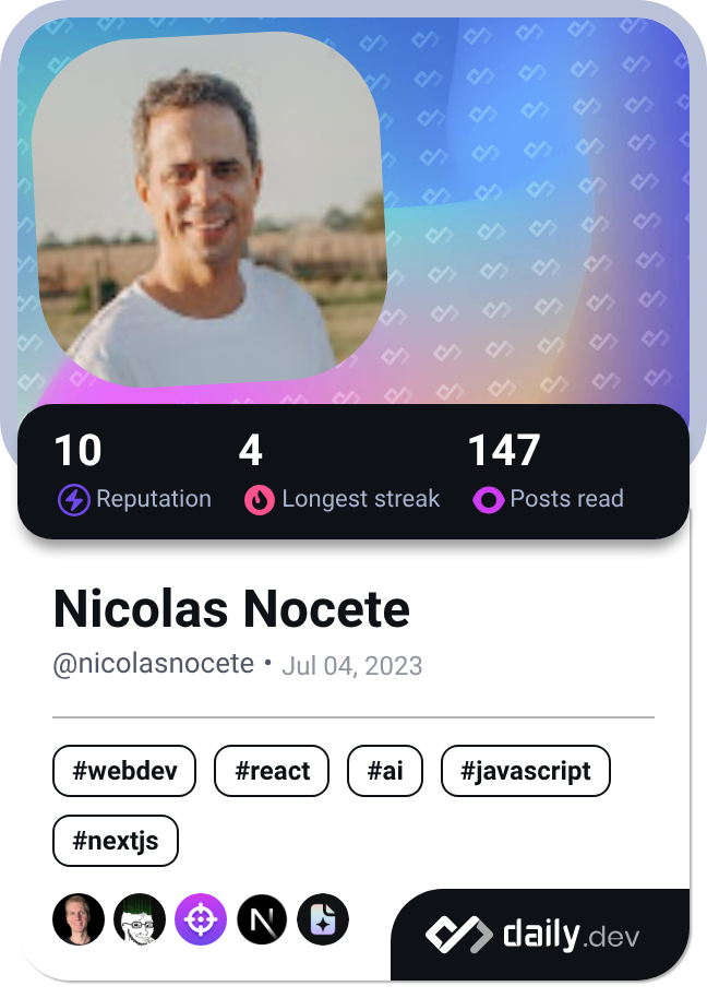 Nicolas Nocete's Dev Card